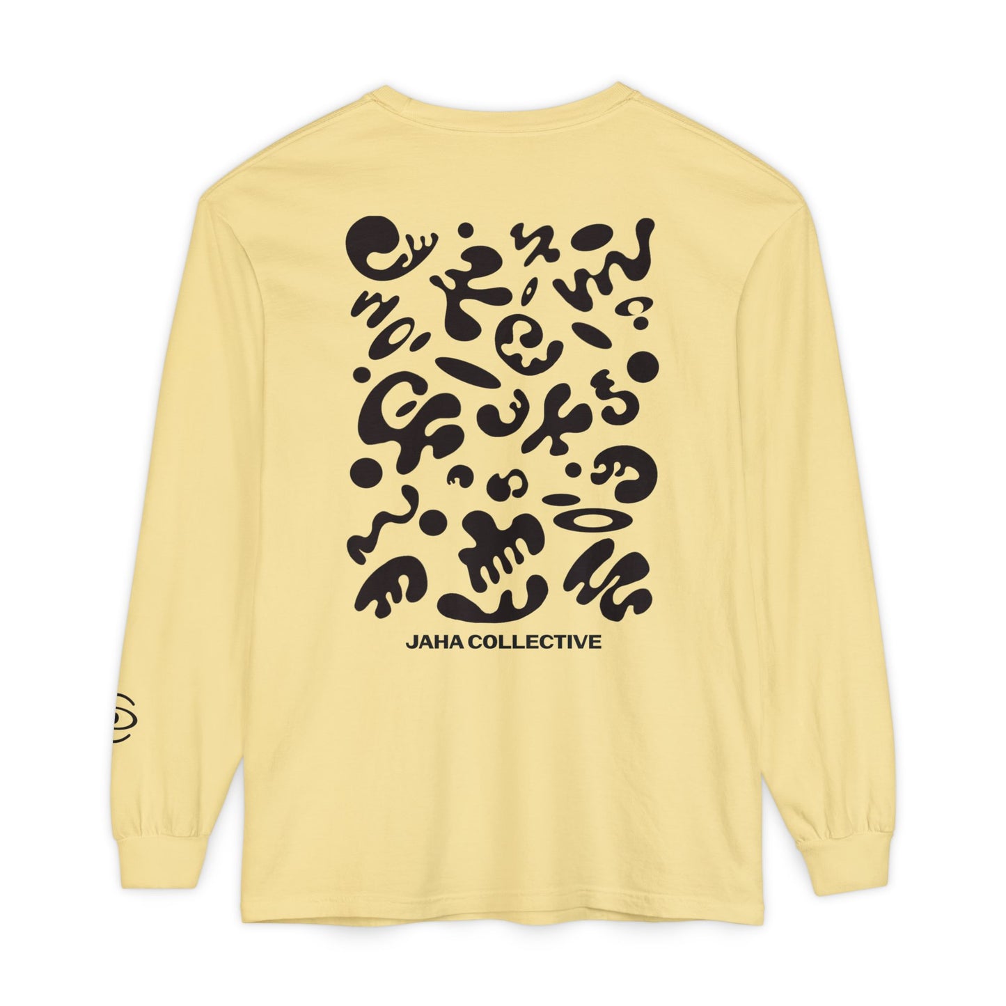 Pure Imagination Unisex Garment Dyed Long Sleeve T-Shirt - Smoke Signal Black Print
