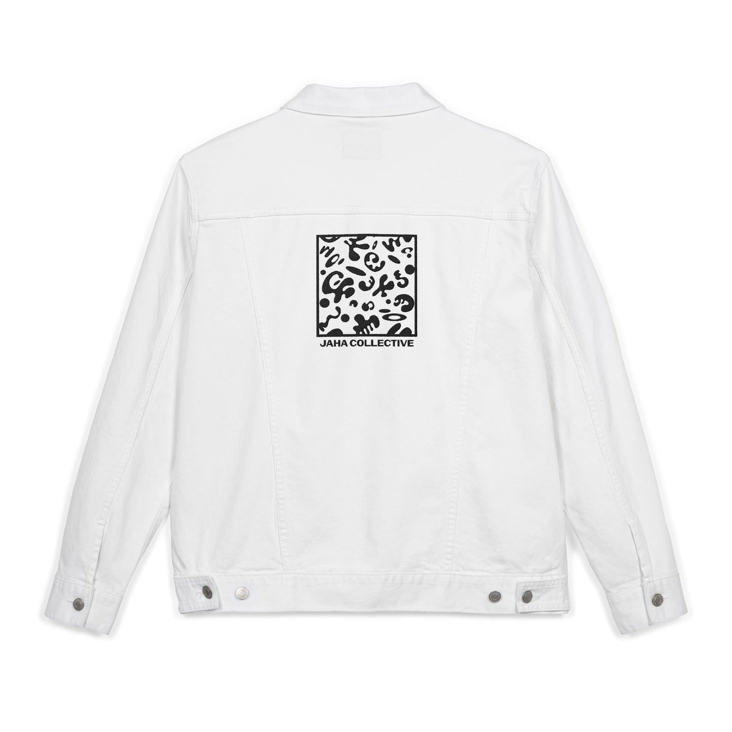 Adorn'd Embroidered Unisex Denim Jacket - Smoke Signal Black