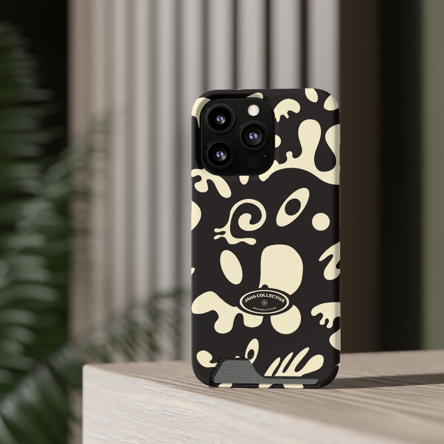 Pure Imagination Phone Case w Card Holder - Smoke Signal Black