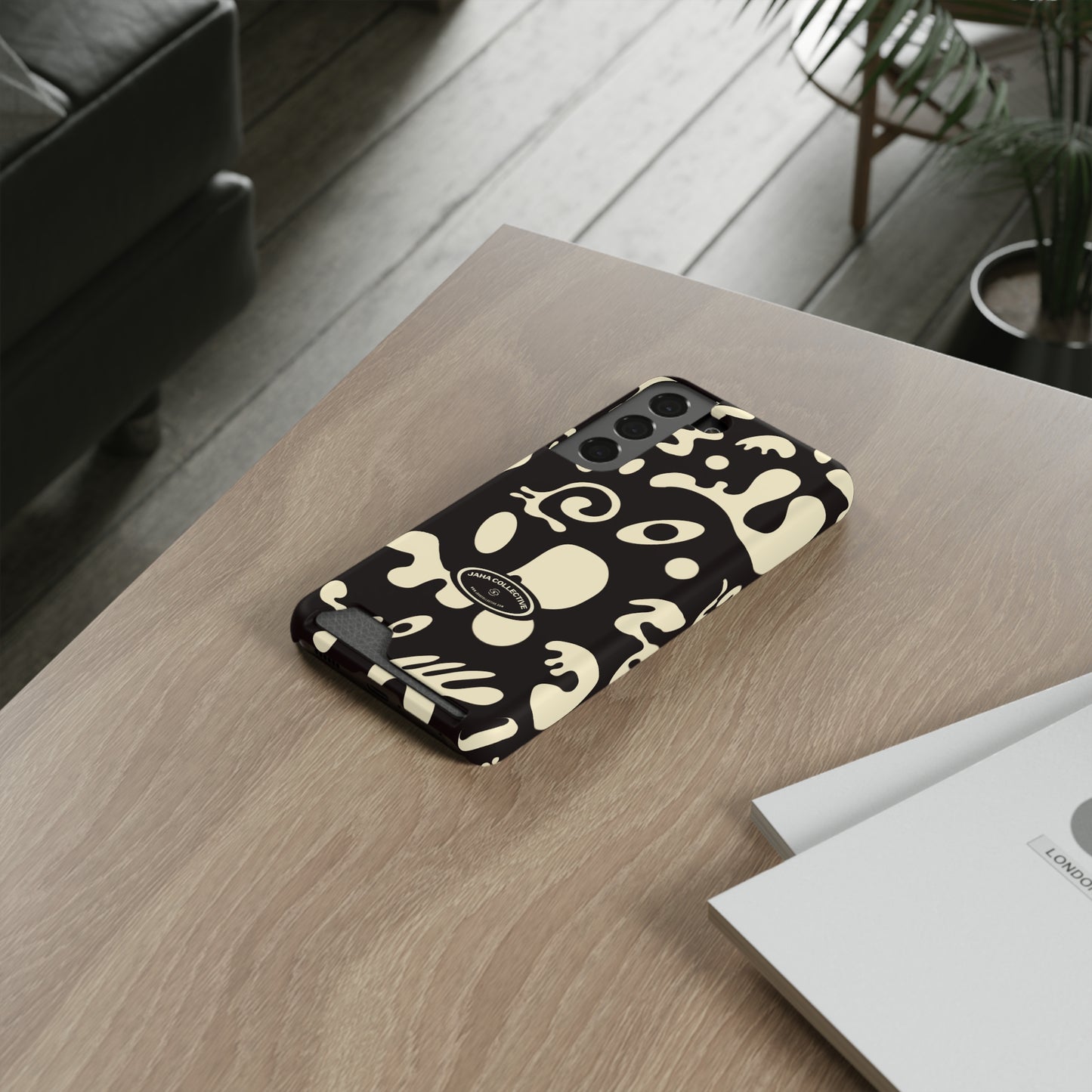 Pure Imagination Phone Case w Card Holder - Smoke Signal Black