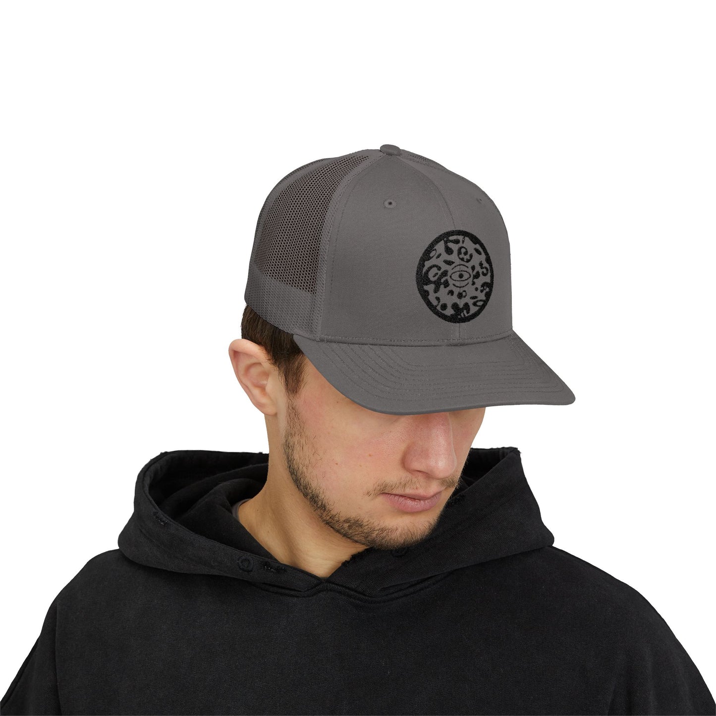 Adorn'd Logo Embroidered Retro Trucker Hat - Smoke Signal Black