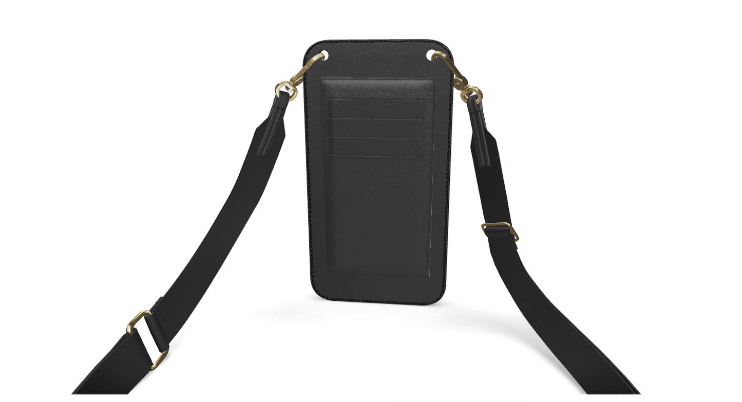 Adorn'd Leather Phone Case w Strap & Card Holder