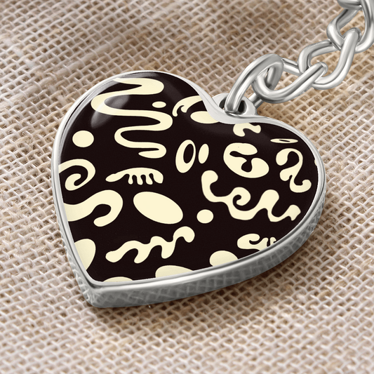 Pure Imagination Graphic Heart Keychain - Stainless Steel