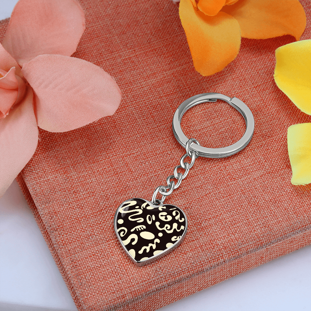 Pure Imagination Graphic Heart Keychain - Stainless Steel