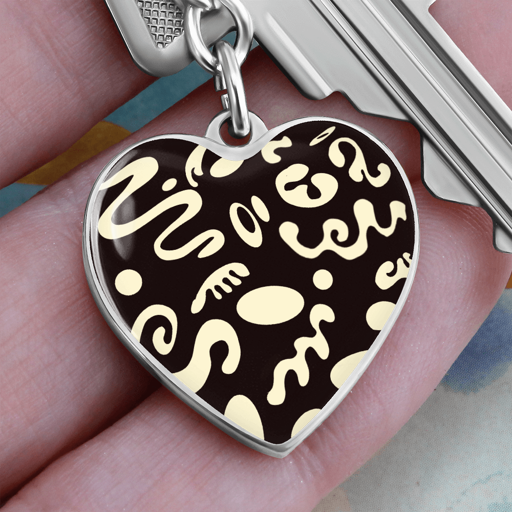 Pure Imagination Graphic Heart Keychain - Stainless Steel