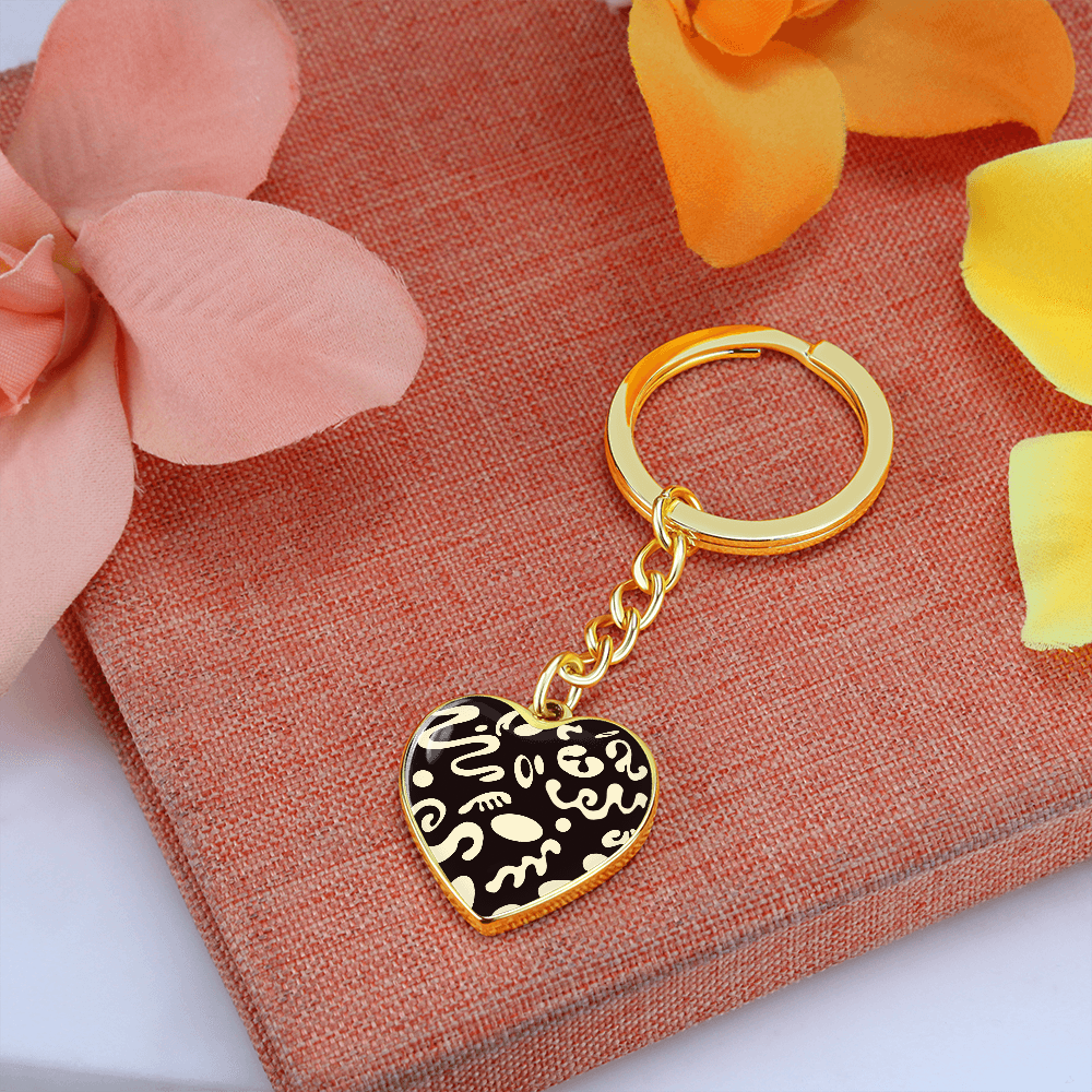 Pure Imagination Graphic Heart Keychain - 18K Gold