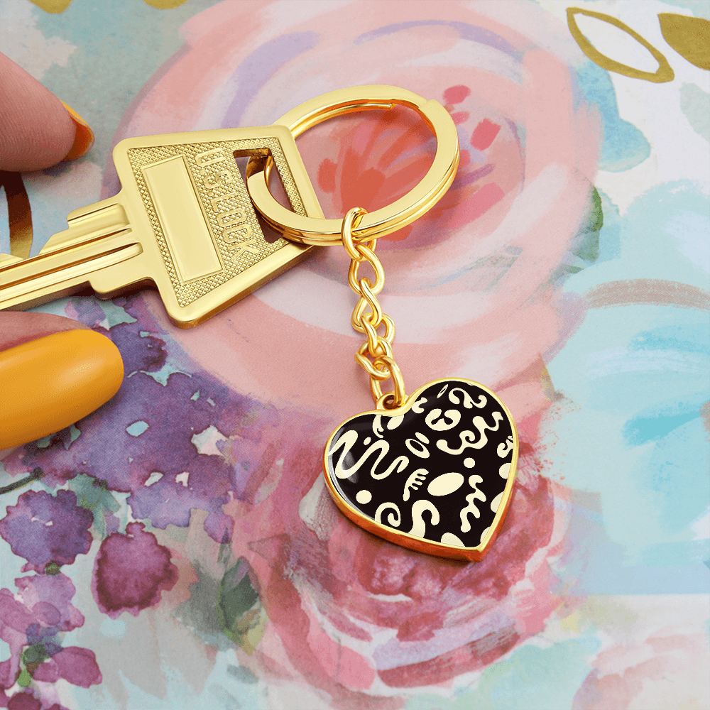Pure Imagination Graphic Heart Keychain - 18K Gold