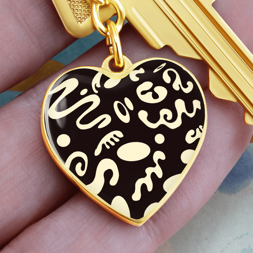 Pure Imagination Graphic Heart Keychain - 18K Gold