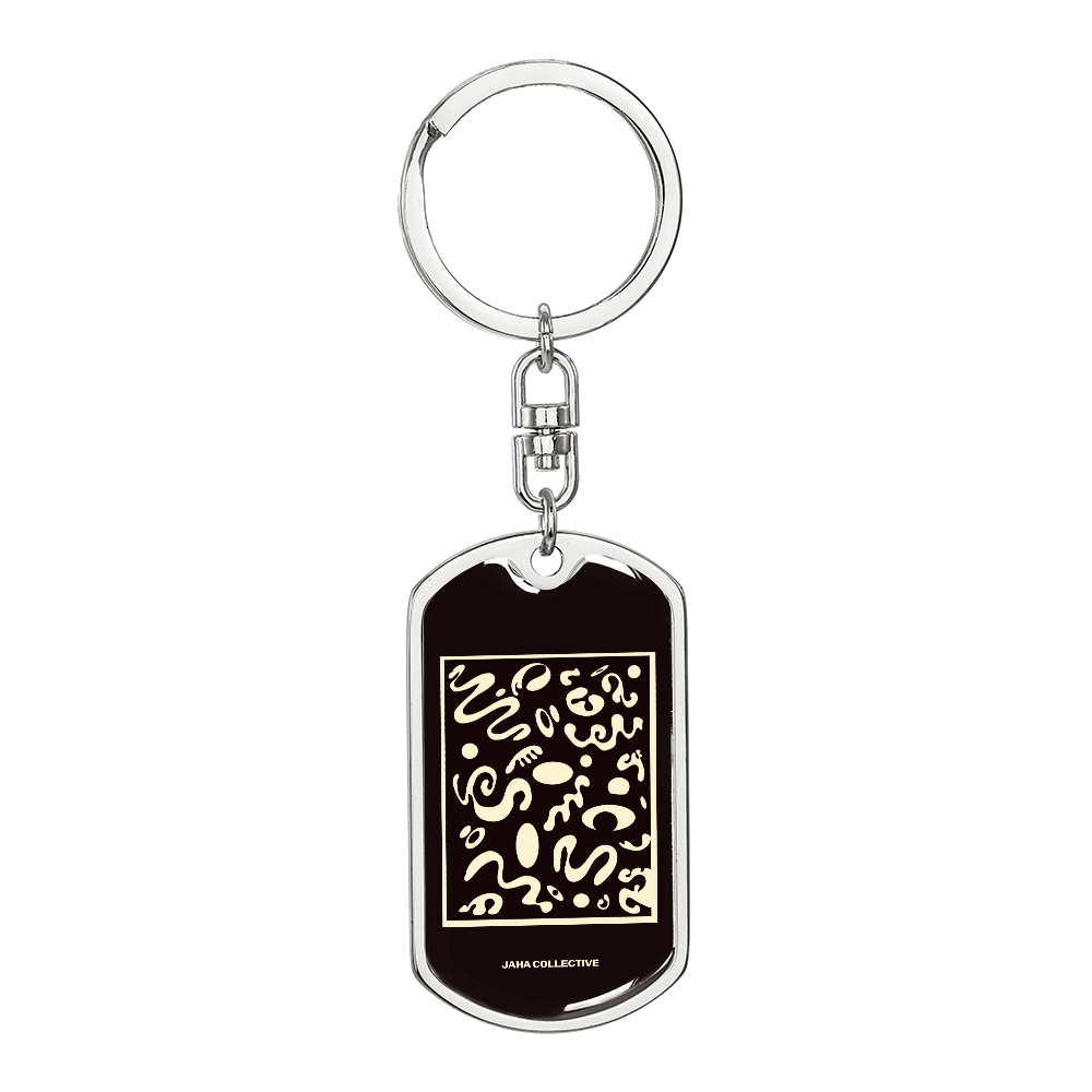 Deep Dream Luxury Graphic Dog Tag Keychain - 18K Gold
