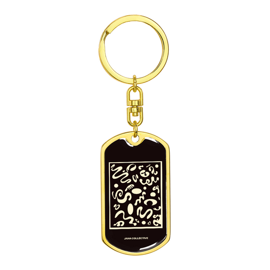 Deep Dream Luxury Graphic Dog Tag Keychain - 18K Gold