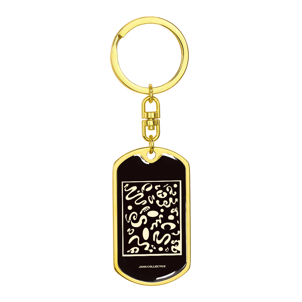 Deep Dream Luxury Graphic Dog Tag Keychain - 18K Gold