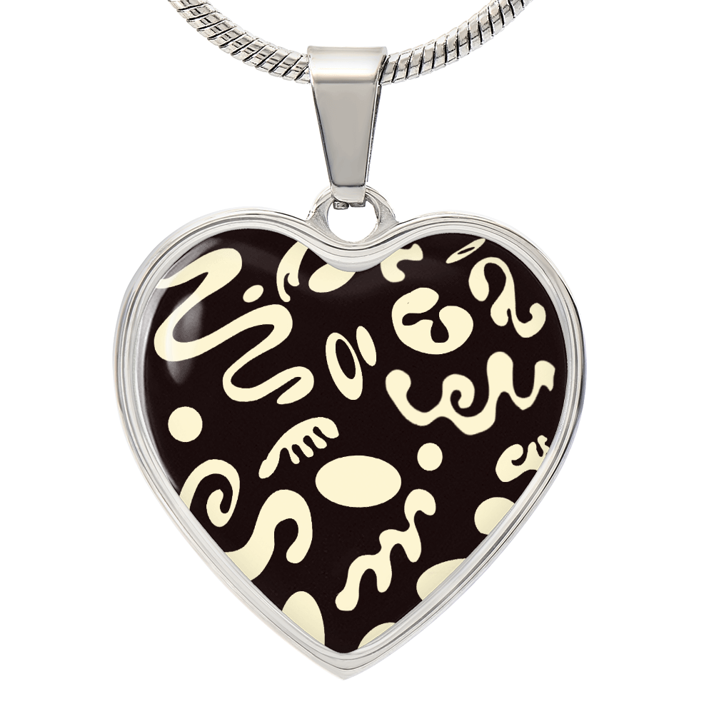 Pure Imagination Luxury Graphic Heart Necklace - Stainless Steel