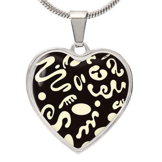 Pure Imagination Luxury Graphic Heart Necklace - Stainless Steel