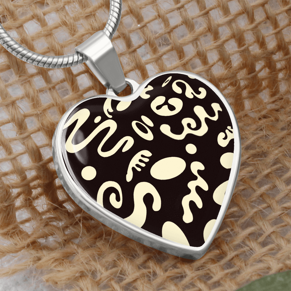 Pure Imagination Luxury Graphic Heart Necklace - Stainless Steel