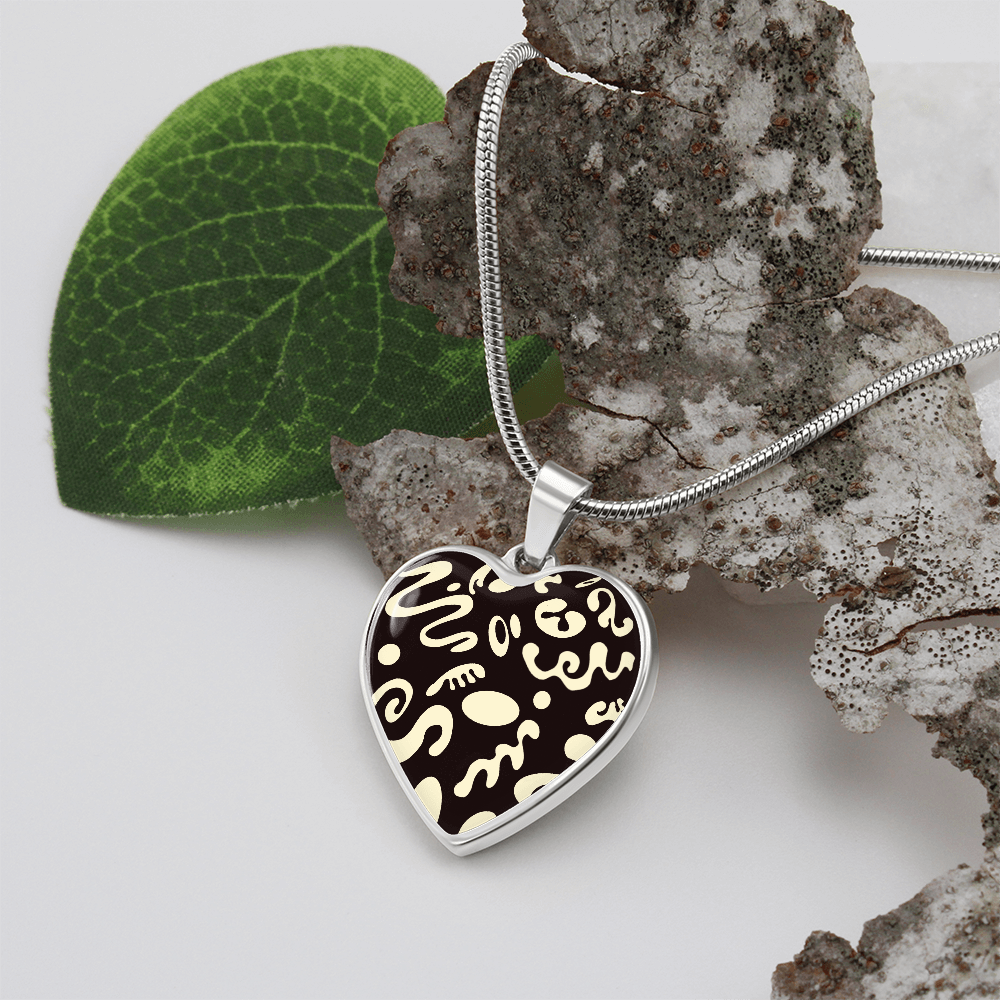 Pure Imagination Luxury Graphic Heart Necklace - Stainless Steel
