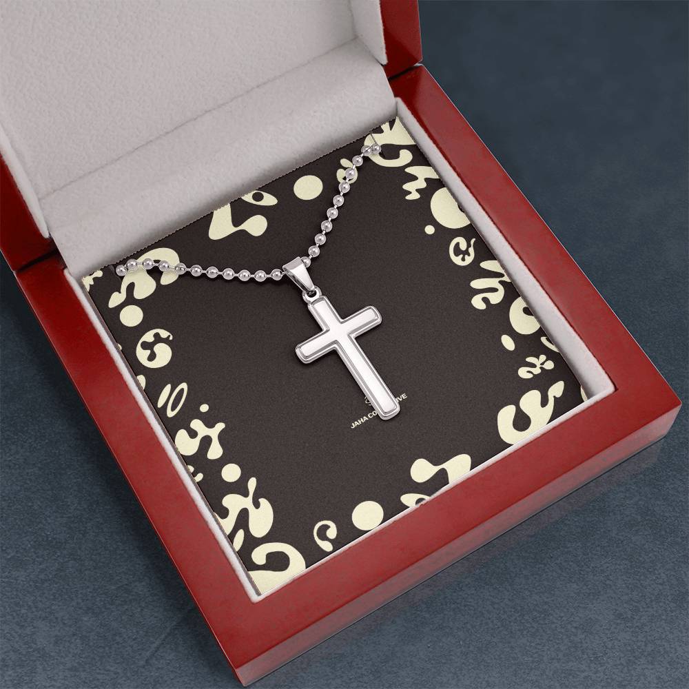 Adorn'd Stainless Cross Necklace w Ball Chain - Luxury Box