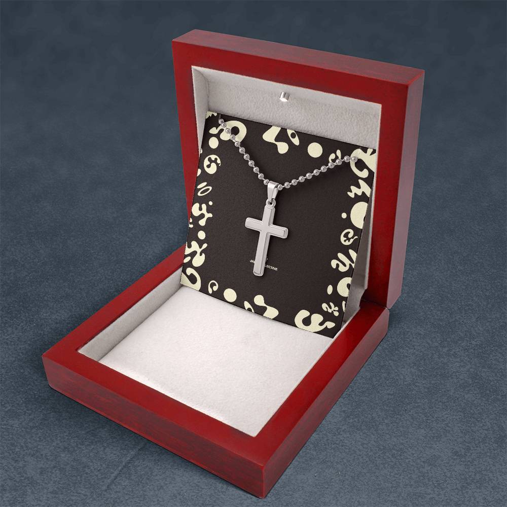 Adorn'd Stainless Cross Necklace w Ball Chain - Luxury Box