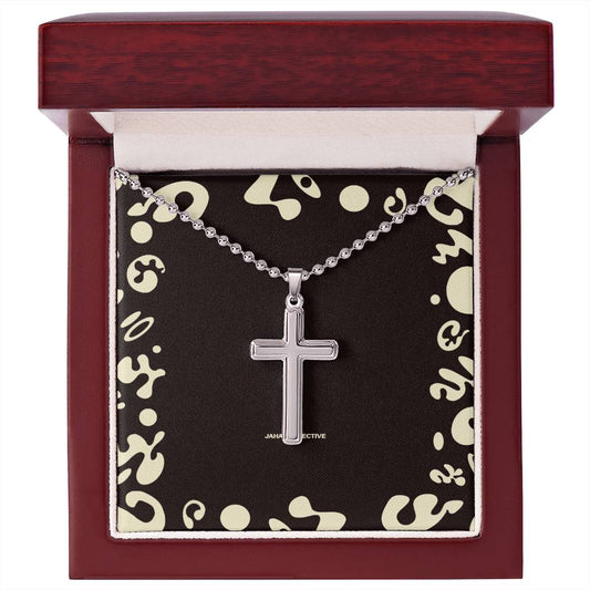 Adorn'd Stainless Cross Necklace w Ball Chain - Luxury Box