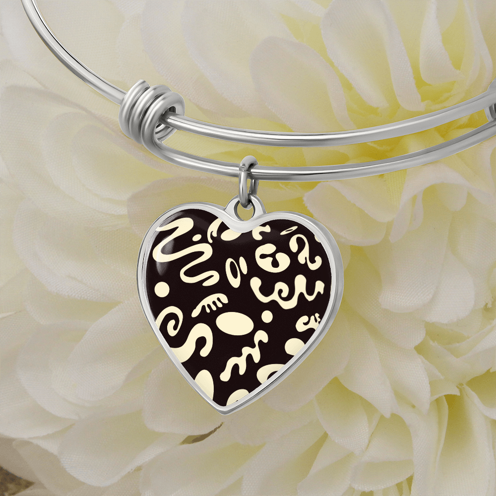 Pure Imagination Luxury Graphic Heart Bangle - Stainless Steel