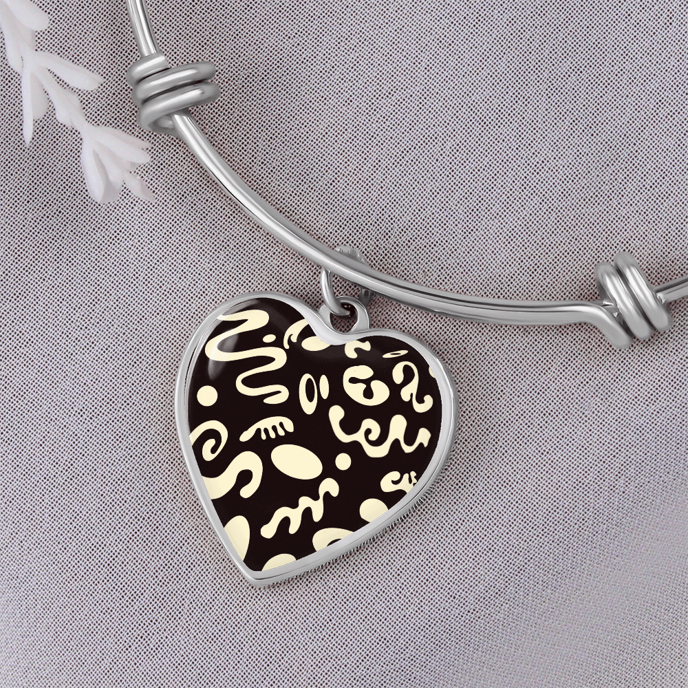 Pure Imagination Luxury Graphic Heart Bangle - Stainless Steel