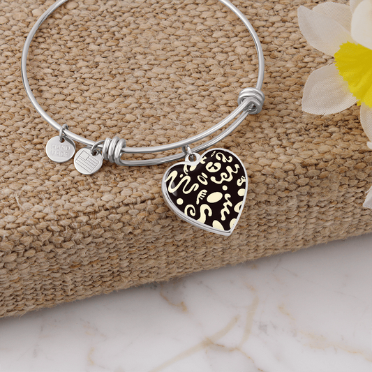 Pure Imagination Luxury Graphic Heart Bangle - Stainless Steel