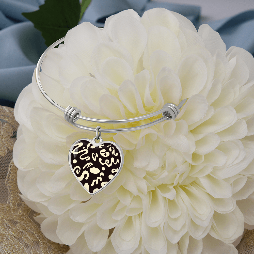 Pure Imagination Luxury Graphic Heart Bangle - Stainless Steel