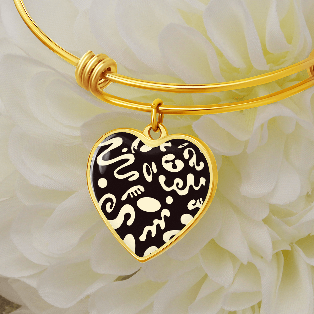 Pure Imagination Luxury Graphic Heart Bangle - 18K Gold