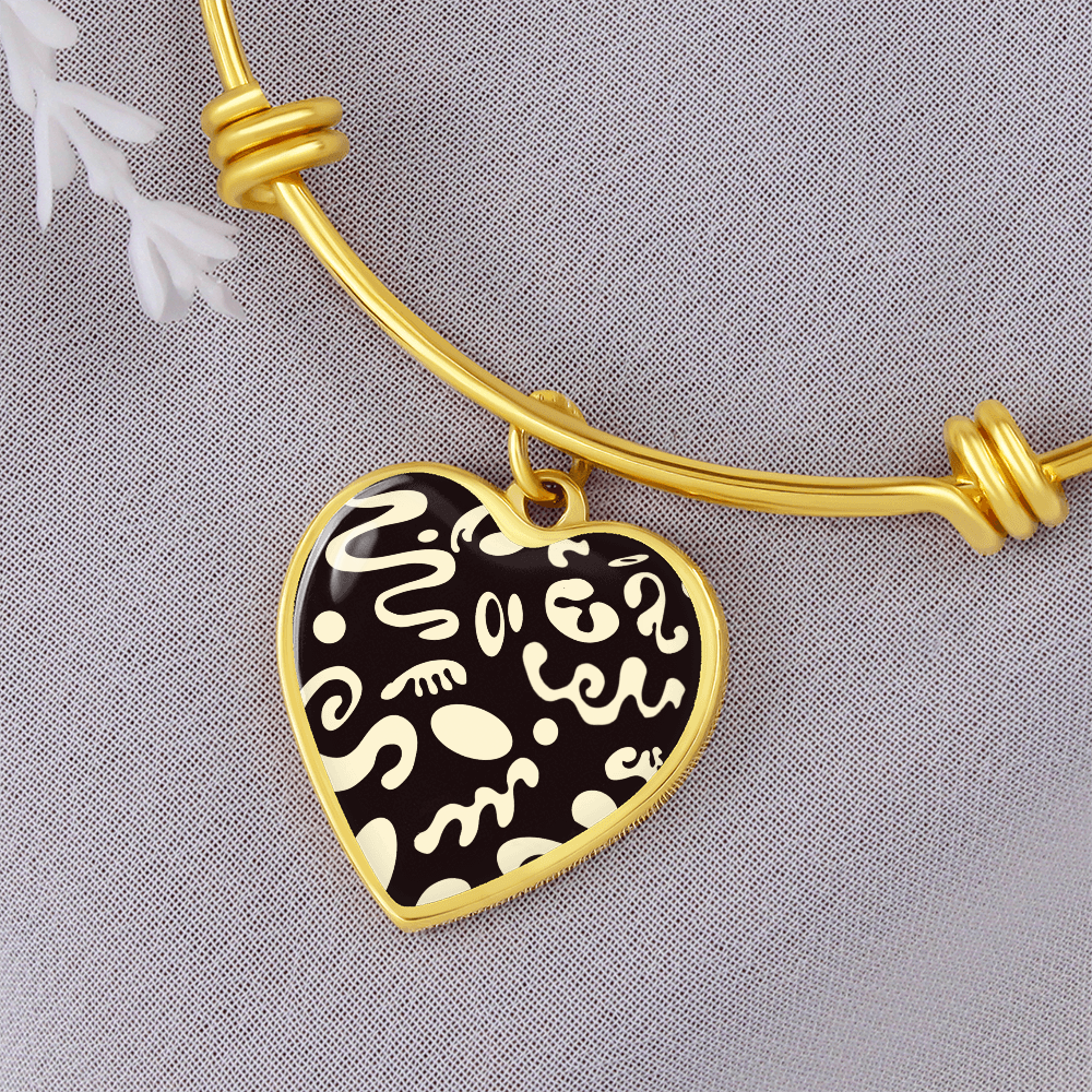 Pure Imagination Luxury Graphic Heart Bangle - 18K Gold