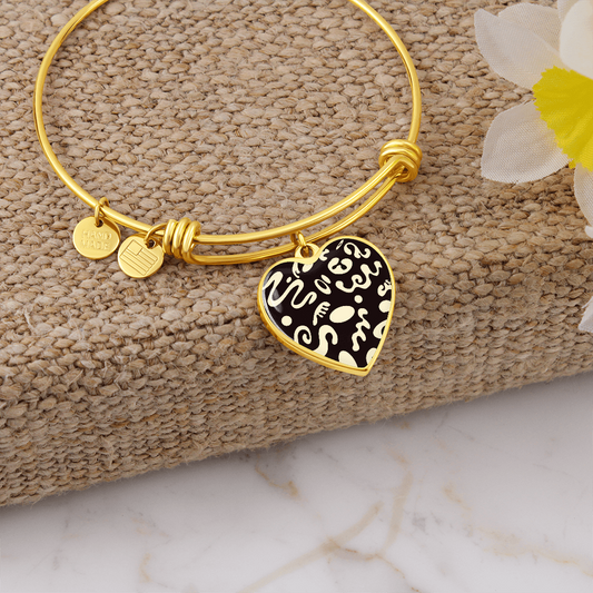 Pure Imagination Luxury Graphic Heart Bangle - 18K Gold
