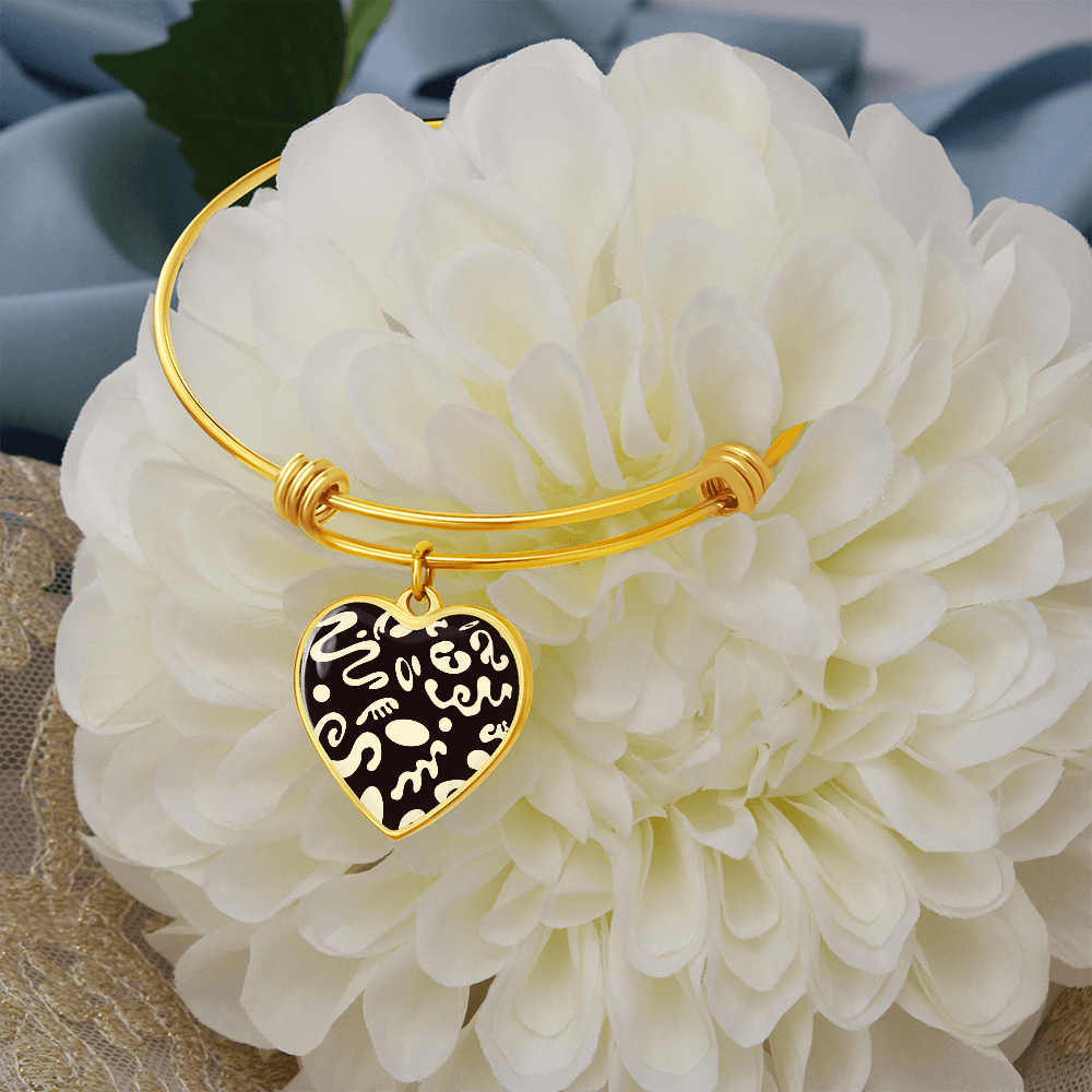 Pure Imagination Luxury Graphic Heart Bangle - 18K Gold
