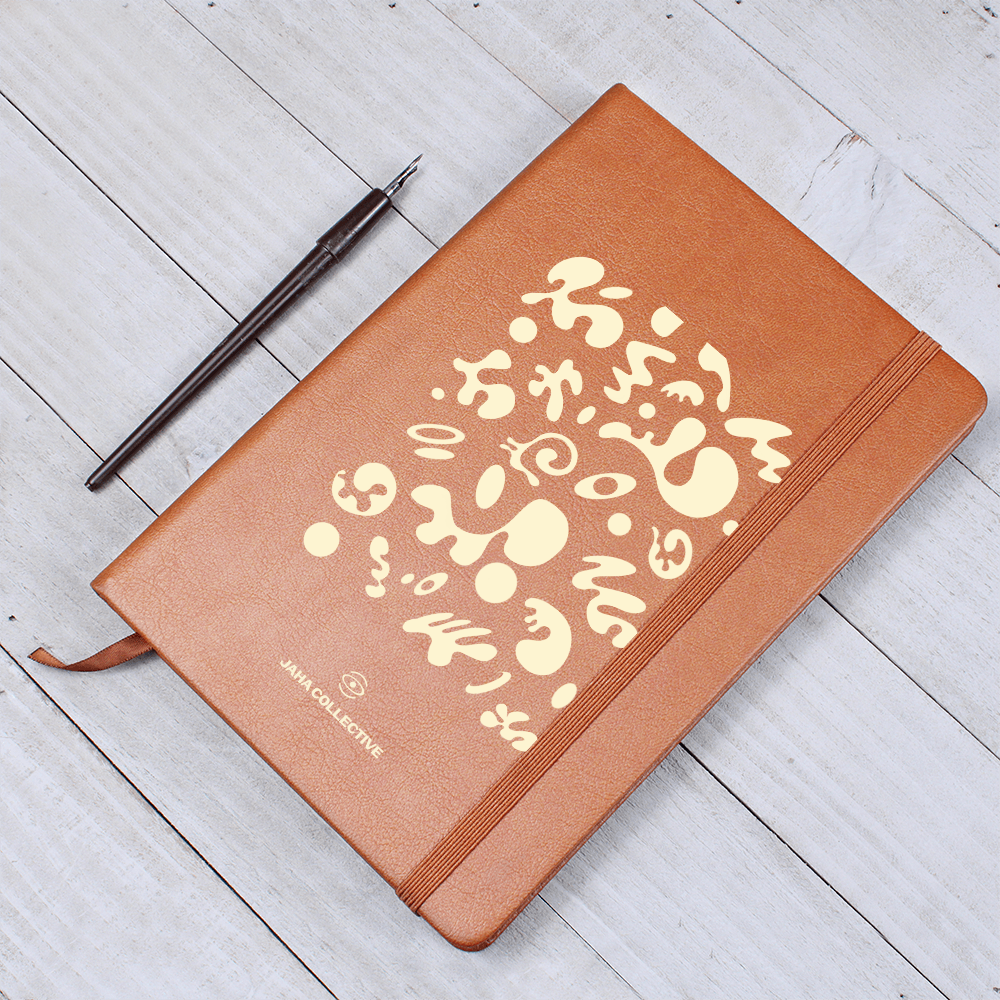 Bright Future Graphic Leather Journal w Ribbon & Elastic Band - Blank Page White