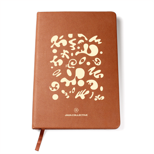 Bright Future Graphic Leather Journal w Ribbon & Elastic Band - Blank Page White