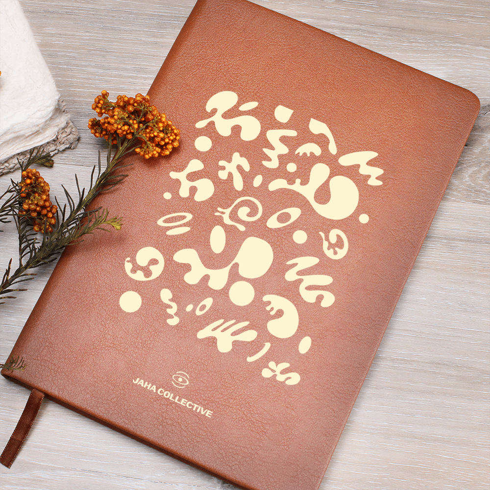 Bright Future Graphic Leather Journal w Ribbon & Elastic Band - Blank Page White