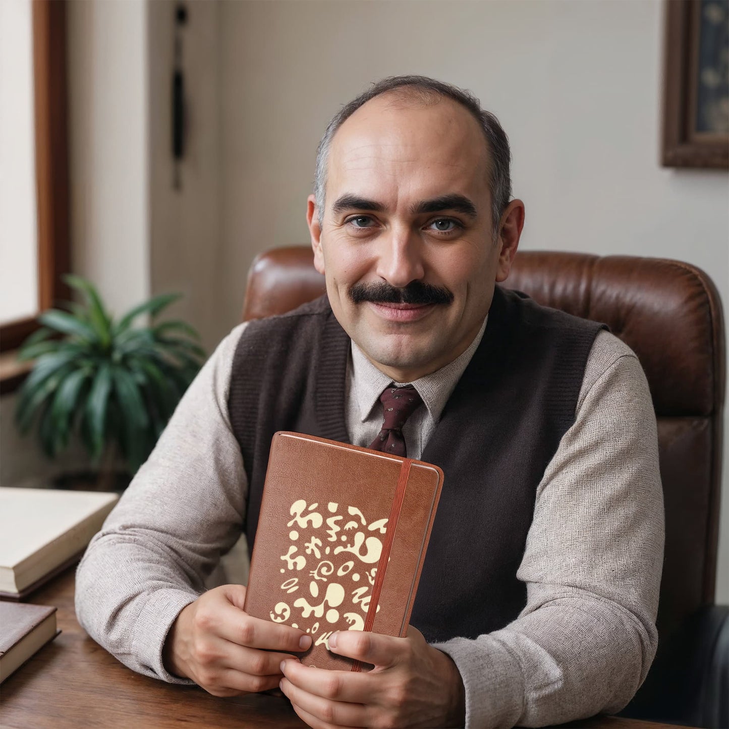 Bright Future Graphic Leather Journal w Ribbon & Elastic Band - Blank Page White