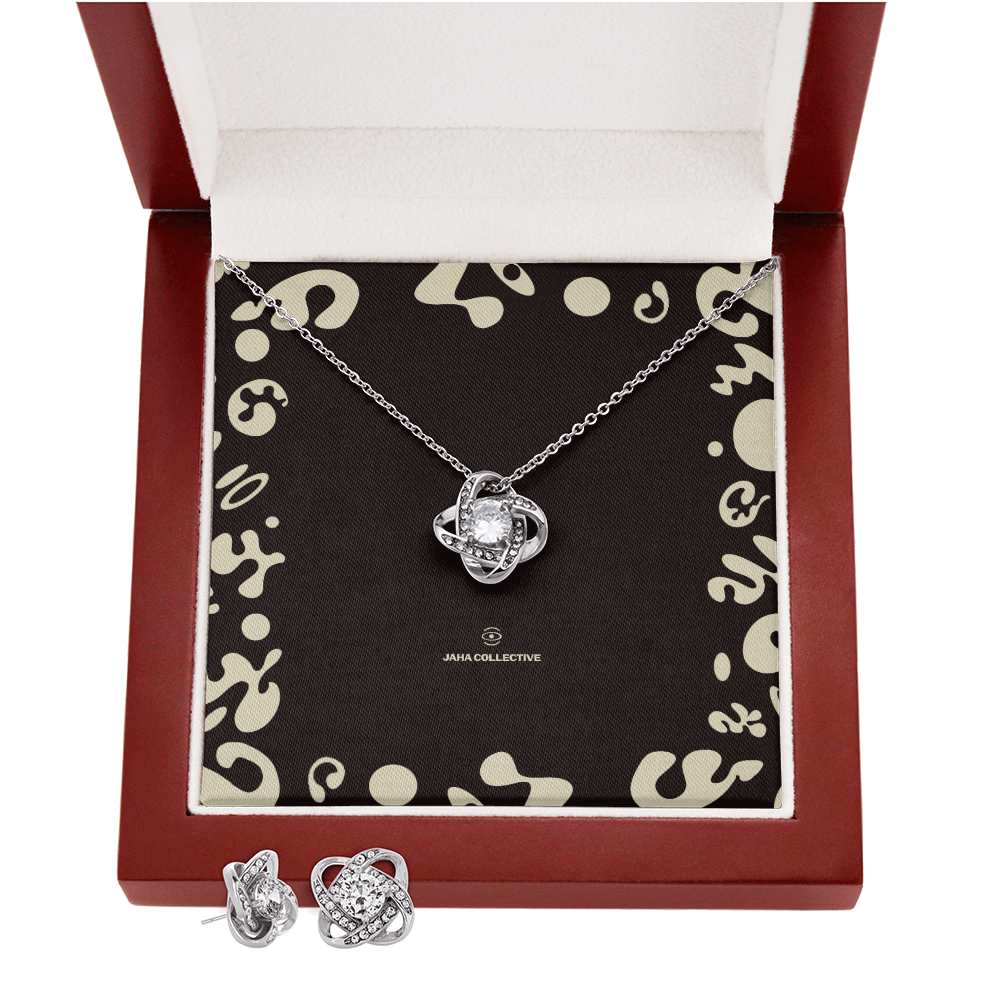 Adorn'd Love Knot Necklace & Earring Set - Luxury Box