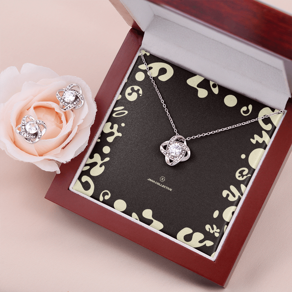 Adorn'd Love Knot Necklace & Earring Set - Luxury Box