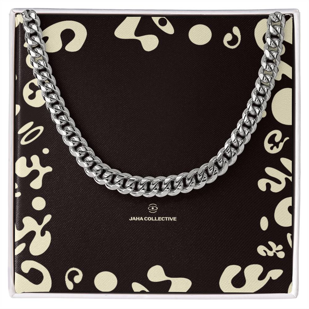 Adorn'd Cuban Link Chain Necklace - Stainless Steel - Soft Touch Box
