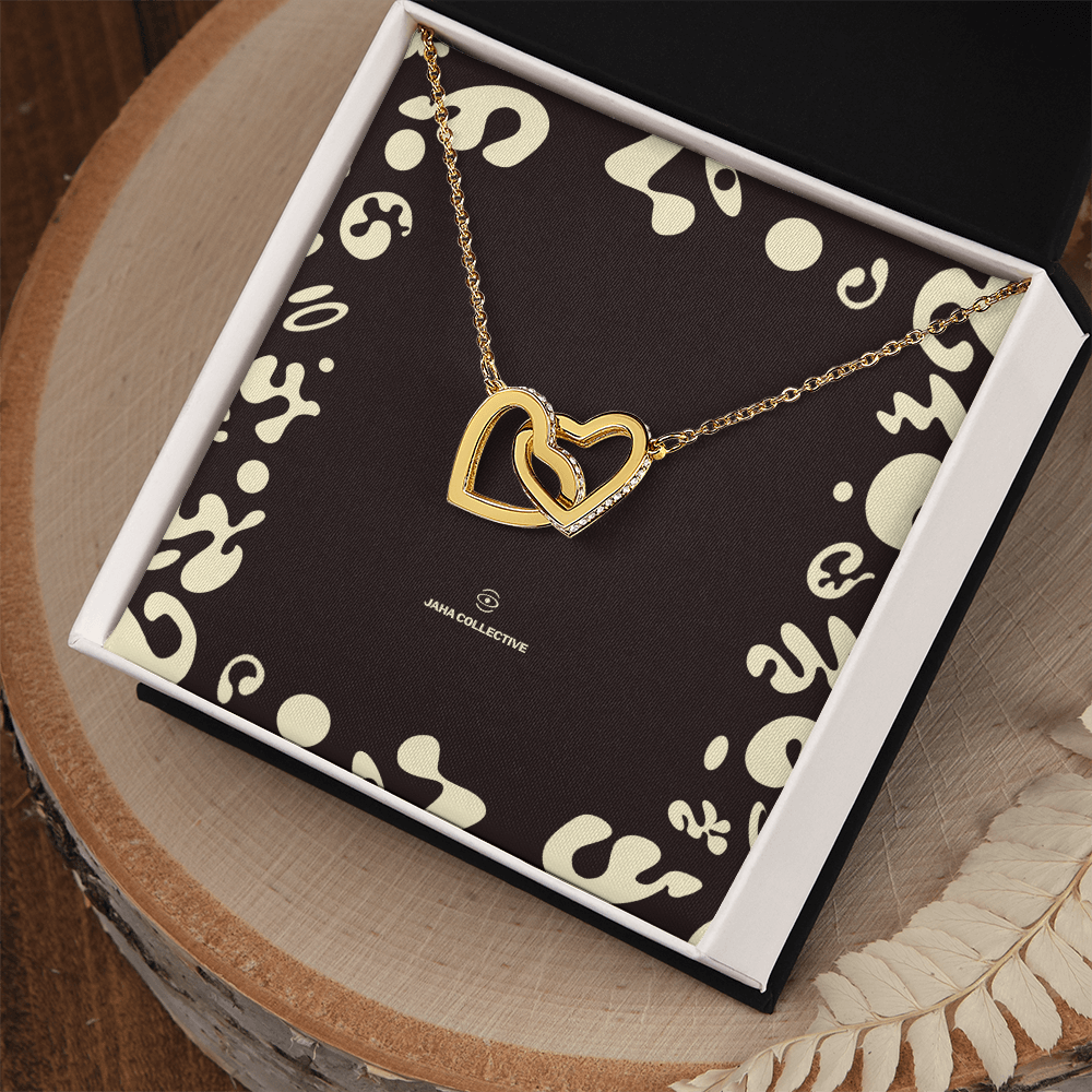 Adorn'd Interlocking Hearts Necklace - 18K Yellow Gold - Soft Touch Box