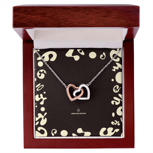 Adorn'd Interlocking Hearts Necklace - 14K White Gold - Luxury Box