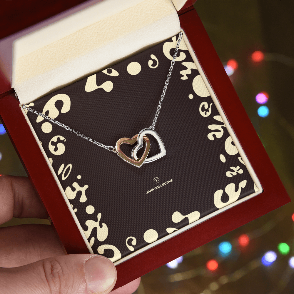 Adorn'd Interlocking Hearts Necklace - 14K White Gold - Luxury Box