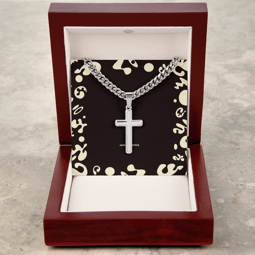 Adorn'd Cuban Link Chain w Artisan Cross - Luxury Box