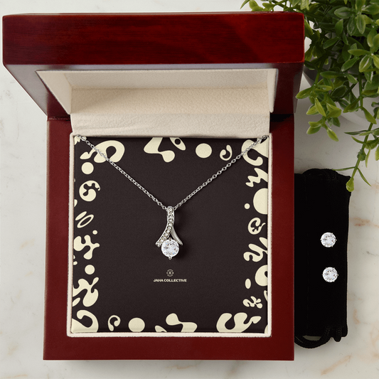 Adorn'd Alluring Beauty Necklace & Earring Set - Luxury Box