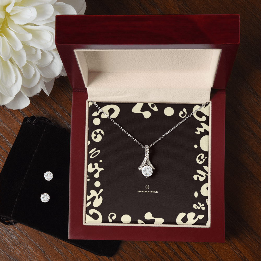 Adorn'd Alluring Beauty Necklace & Earring Set - Luxury Box
