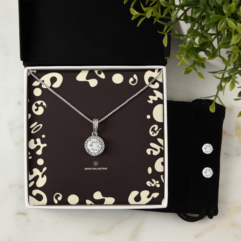 Adorn'd Eternal Hope Necklace & Earring Set - Soft Touch Box