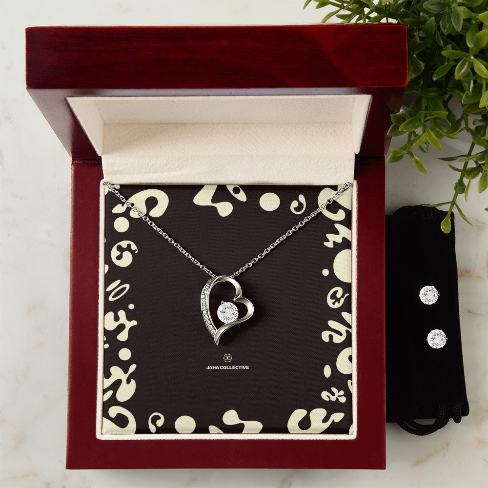 Adorn'd Forever Love Necklace & Earring Set - Luxury Box