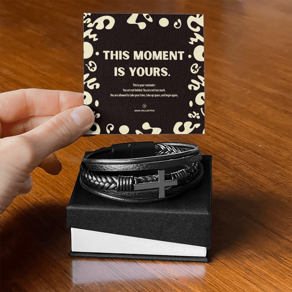 Adorn'd Cross Leather Bracelet - Soft Touch Box