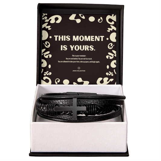 Adorn'd Cross Leather Bracelet - Soft Touch Box