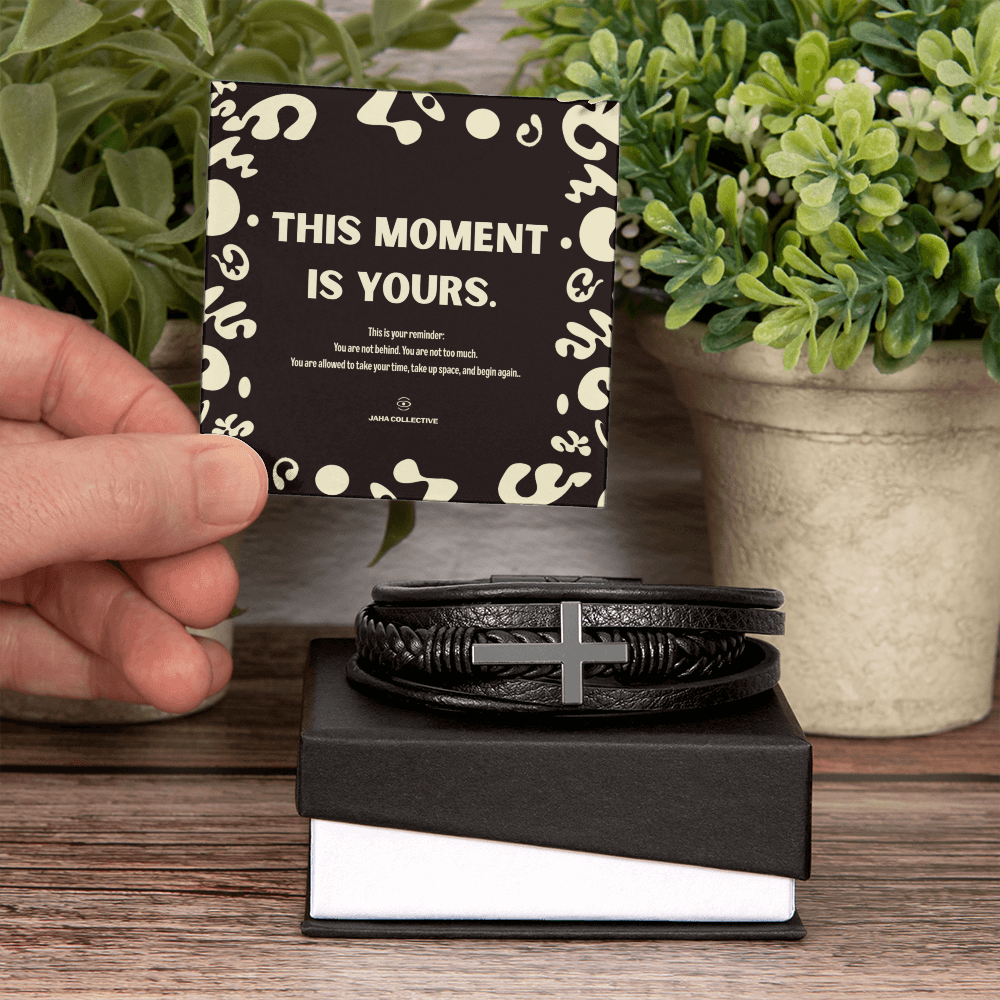Adorn'd Cross Leather Bracelet - Soft Touch Box