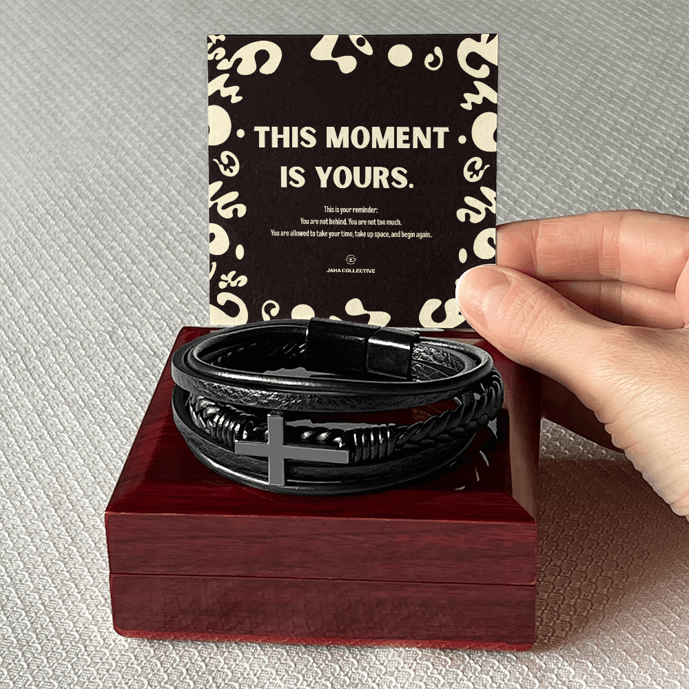 Adorn'd Cross Leather Bracelet - Luxury Box