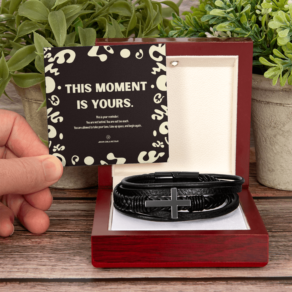 Adorn'd Cross Leather Bracelet - Luxury Box